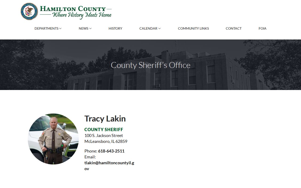 Hamilton County Sheriff's Office contact page
