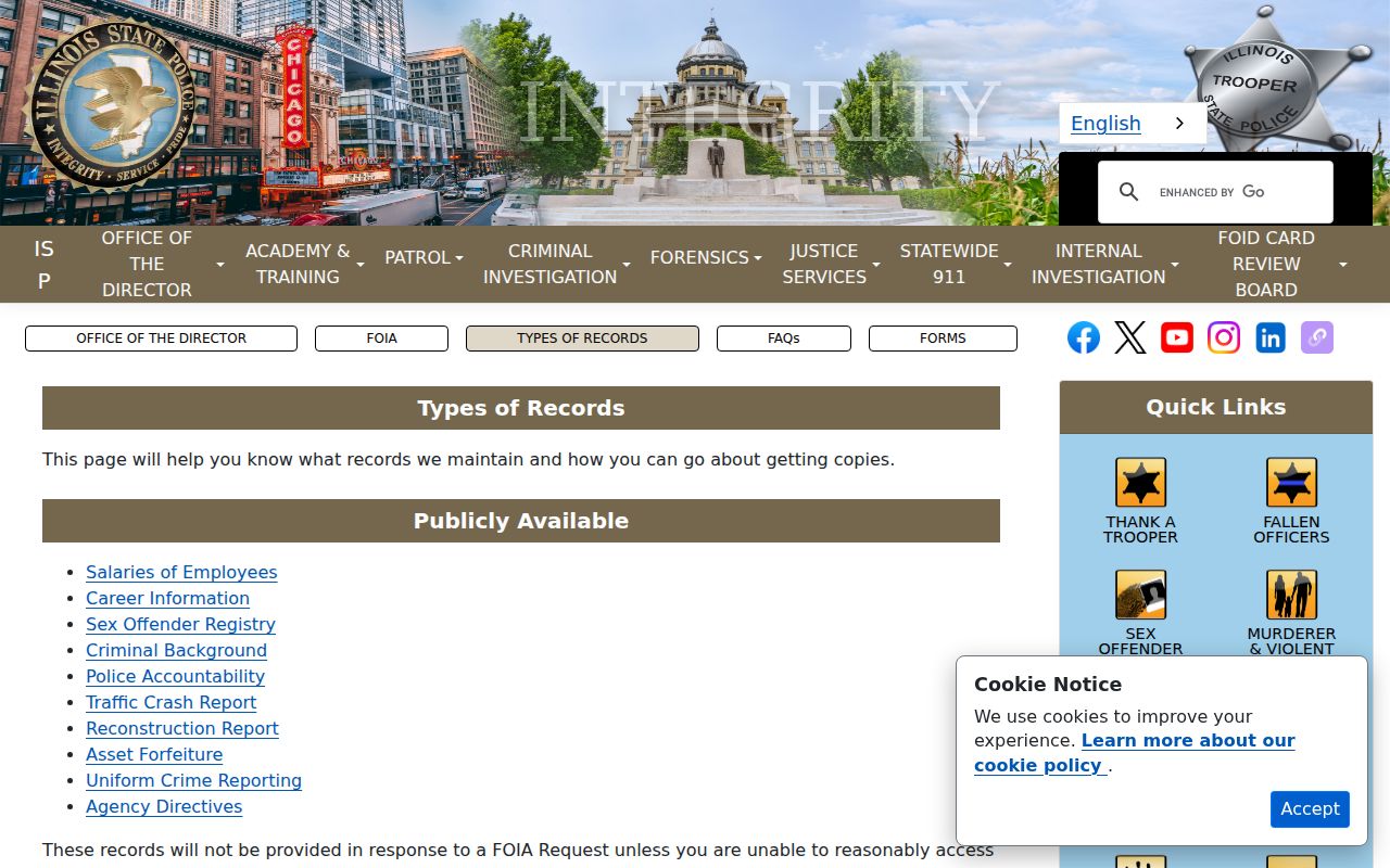 Illinois State Police record types information