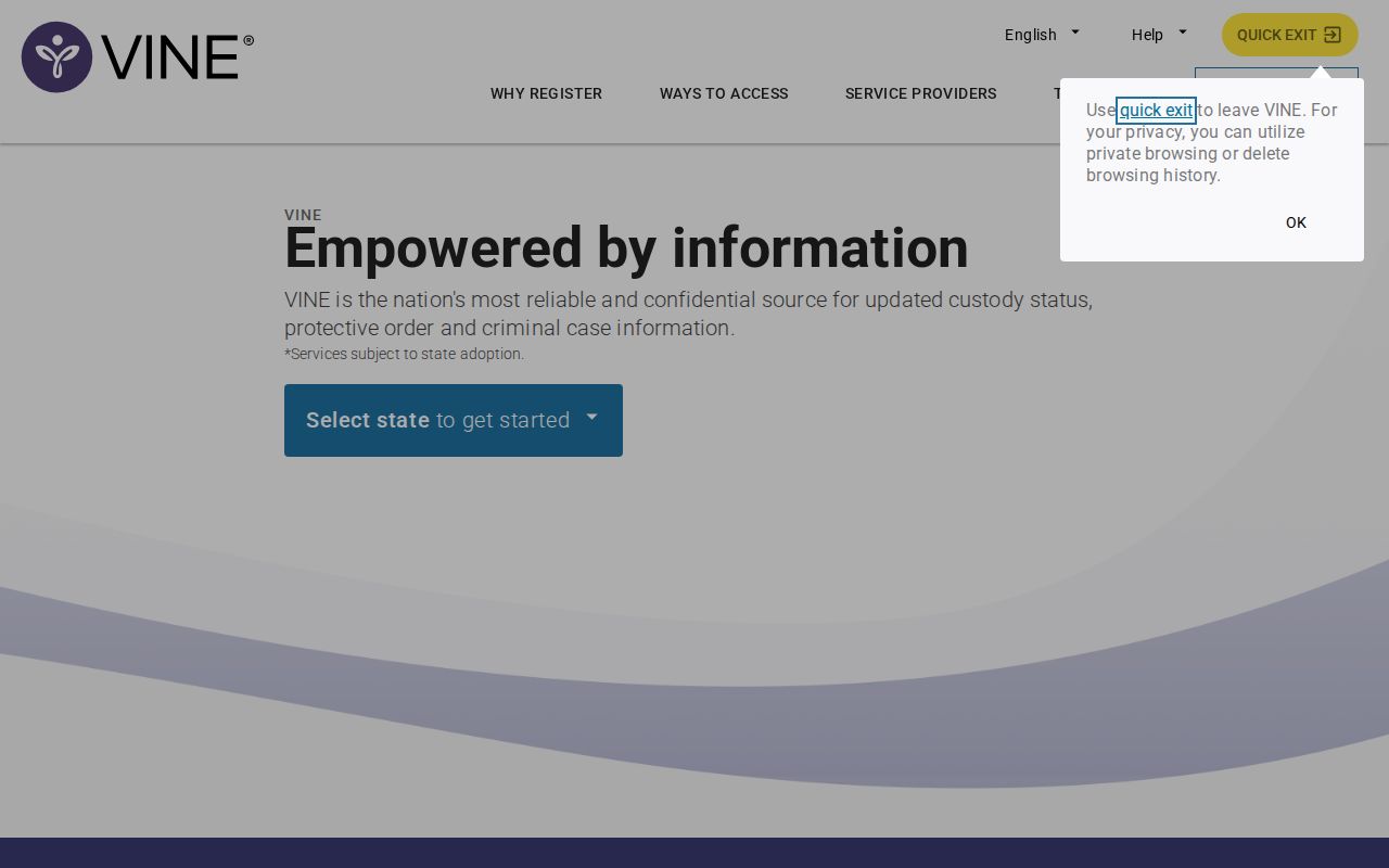 VINELink custody status and notification service