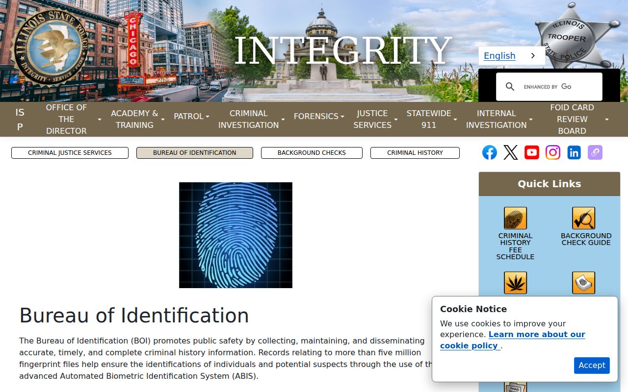 Hamilton County criminal history access through Illinois State Police BOI