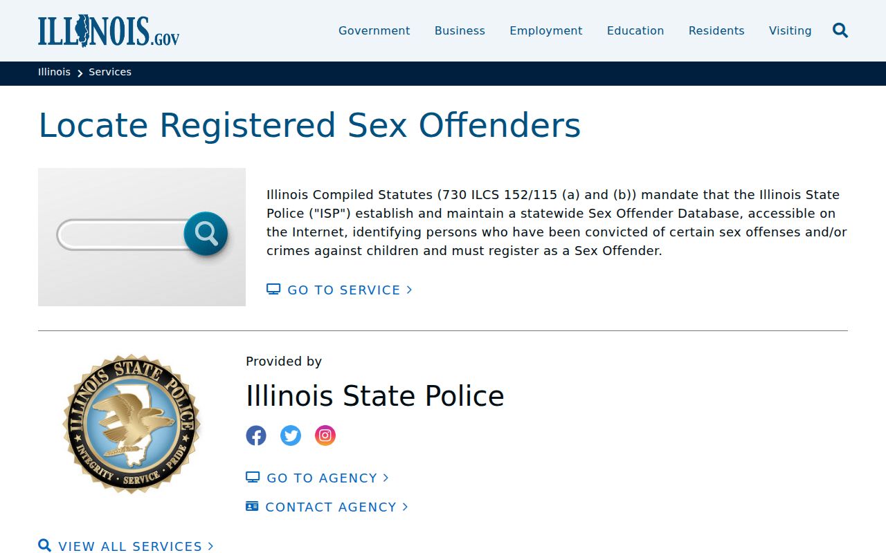 Official Illinois service gateway for statewide sex offender registry access
